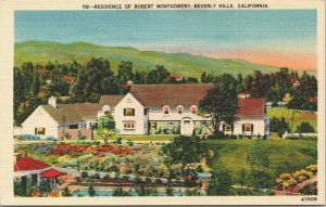 USA Residence Of Robert Montgomery Beverly Hills California Linen Postcard 03.57