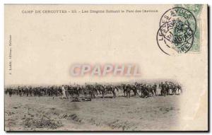 Old Postcard Camp of Cercottes Dragons forming the horse park Militaria