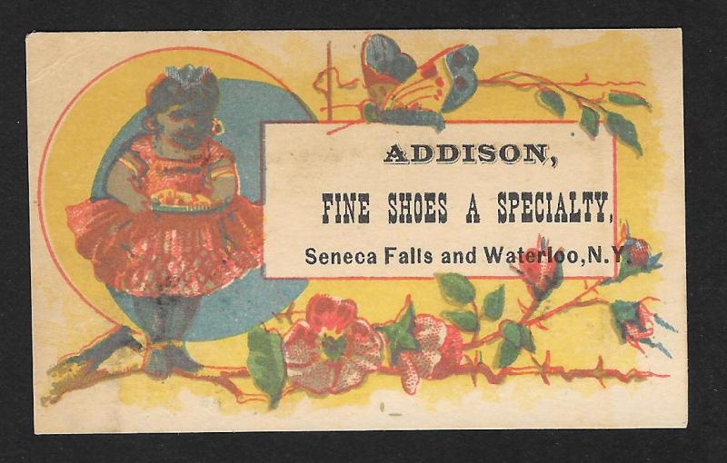 VICTORIAN TRADE CARD Addison Fine Shoes Black Girl