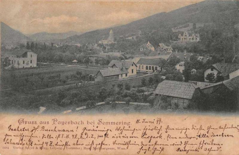 Payerbach bei Semmering Austria Scenic View Gruss aus Antique Postcard J59654