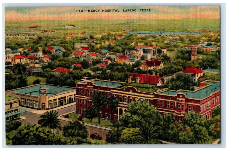 Bird's Eye View Of Mercy Hospital Laredo Texas TX Vintage Unposted Postcard 