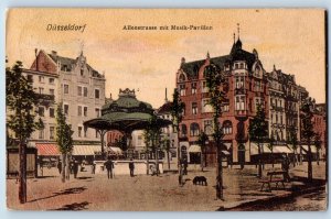 Dusseldorf Germany Postcard Alleestrasse with Music Pavilion 1907 Posted
