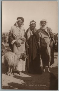 PALESTINE GROUP OF BEDUINS ANTIQUE REAL PHOTO POSTCARD RPPC