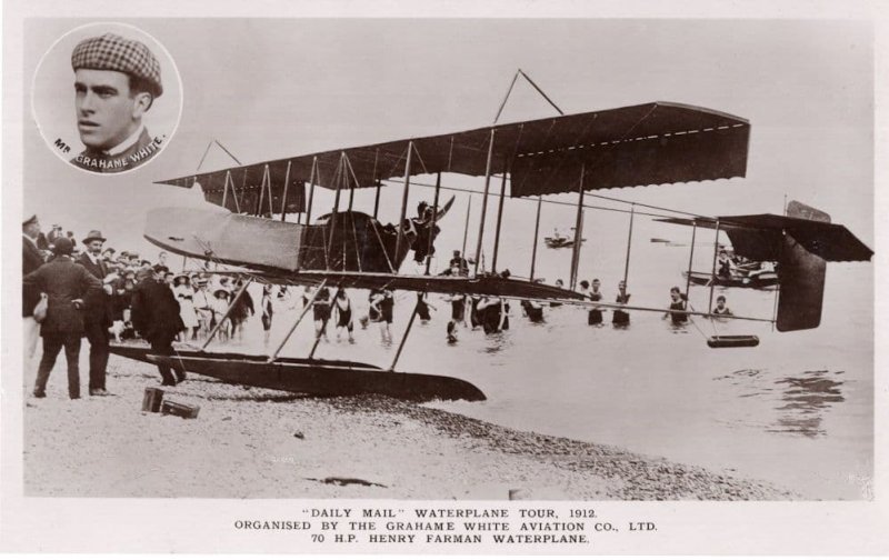 RPC Daily Mail Waterplane Tour 1912  Grahame White Aviation Real Photo Postcard