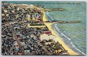 1950's Atlantic City NJ Convention Hall Boardwalk Hotels Pier Posted Postcard