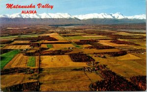 Vtg Matanuska Valley Alaska AK Aerial View Telkeetna Mountains Postcard