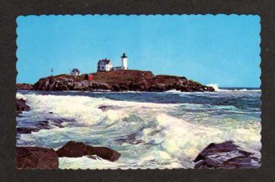 ME Nubble Lighthouse YORK BEACH MAINE Postcard PC