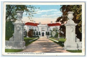 1921 Dr. Jacobs Residence Main Entrance Newport Rhode Island RI Trees Postcard