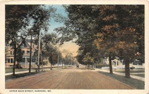 SANFORD, ME Maine  UPPER MAIN STREET Large Homes~Cars  YORK COUNTY 1919 Postcard