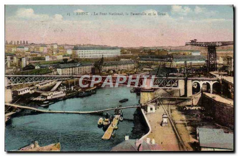 Old Postcard Brest National Gateway Bridge and Crane