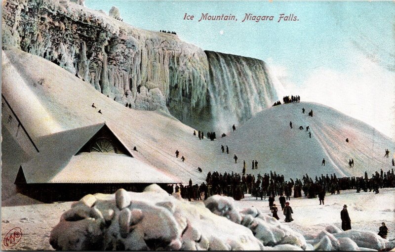 Ice Mountain Niagara Falls Snow Covered Frozen Antique Divided Back Postcard 