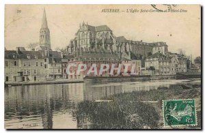 Old Postcard Auxerre Saint Germain church and the Hotel Dieu