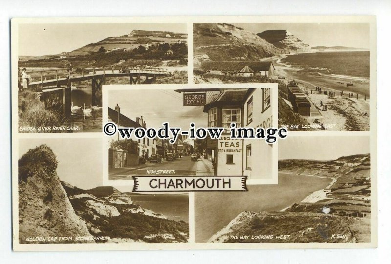 tq1838 - Devon - Multiview x 5, Various Views around Charmouth - postcard 