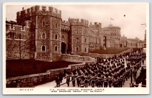 Guard Leaving Windsor Castle Land Showing Henry VIII Gateway Real Photo Postcard