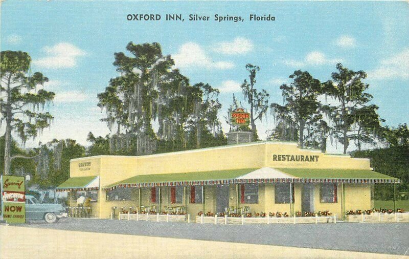 Oxford Inn Silver Springs Florida Postcard 1940s roadside Kropp linen 20-2610