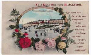 Blackpool; Princess Parade PPC By Valentines, 1920 PMK To Mrs Ley, Cleethorpes 