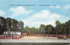 Florence South Carolina~Colony Motel & Restaurant & Gas Station~1940s Postcard