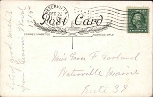 SANTA CLAUS and Poinsettias c1910 Postcard 