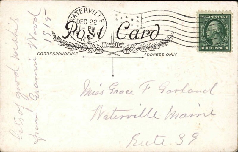 SANTA CLAUS and Poinsettias c1910 Postcard 