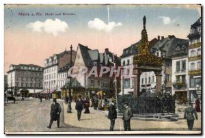 Old Postcard Mainz Markt und Brunnen