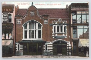 The Gargoyle Restaurant~Front Street View~Milwaukee Wisconsin~PM 1907 Postcard 