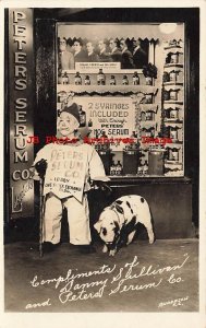 Advertising Postcard, RPPC, Midget Clown & Spotted Pig Promotes Peters Serum Co