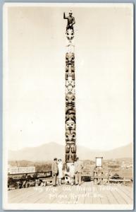 INDIAN TOTEM PRINCE RUPERT B.C. CANADA VINTAGE REAL PHOTO POSTCARD RPPC