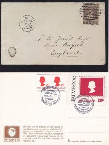 Palmpex 82 Barred Z Cancellation Stamp 2x Postcard New Zealand FDC