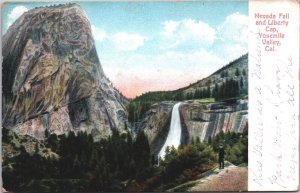 USA Nevada Fall Liberty Cap Yosemite Valley California Vintage Postcard 05.19