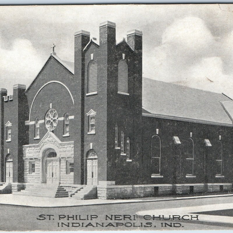 1909 Indianapolis, Ind St. Philip Neri Catholic Church Postcard IN Lange IA A169