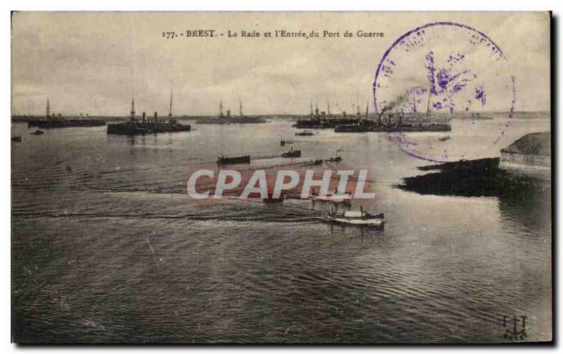 Old Postcard Brest Rade and L Entree Du Port War Ships