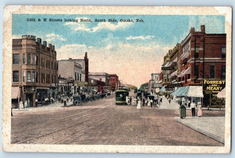 Omaha Nebraska Postcard Streets Looking North South Side c1920 Vintage Antique