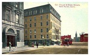 Connecticut  New Haven  Corner Chapel & State Streets, Trolley