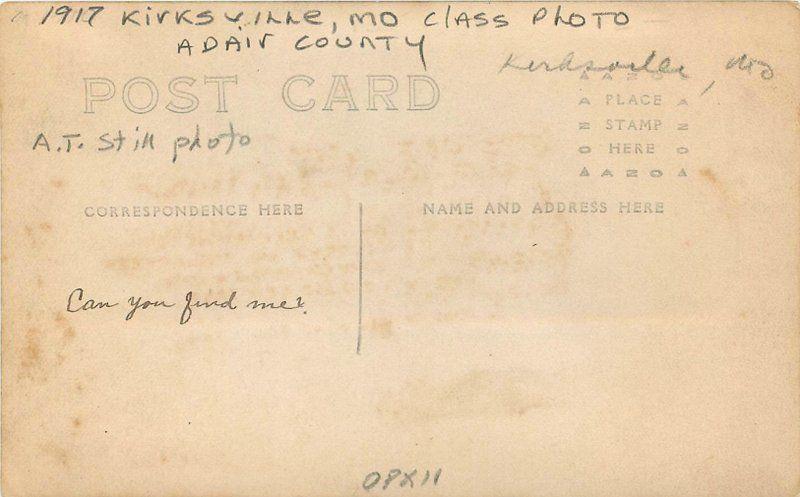 Adair County Class Photo 1917 Kirksville Missouri Postcard ASO Yale Studio 67