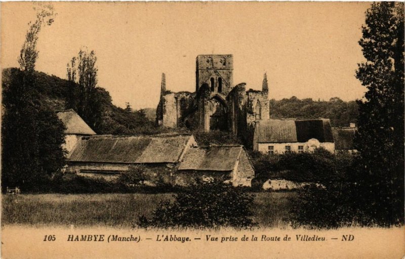 CPA Hambye - L'Abbaye - Vue prise de la Route de Villedieu (633059)