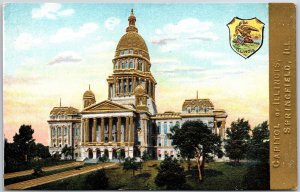 Capitol Building Of Illinois Springfield Illinois IL Grounds Building Postcard