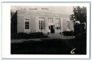 Minden Nebraska NE Postcard Post Office Building Exterior Roadside c1940 Vintage