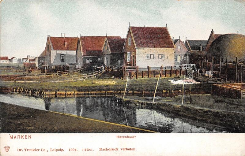 Marken Holland~Havenbuurt~Harbor Neighborhood~Houses Along Water~c1905 Pc