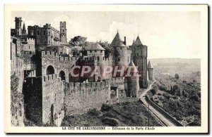 Old Postcard La Cite Carcassonne Defenses of Porte d & # 39aude