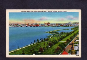 MA Charles River West Boston Bridge Massachusetts Mass Postcard