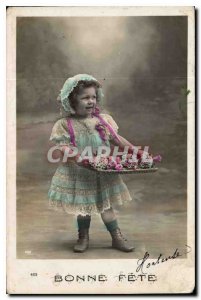 Old Postcard Bonne Fete Children