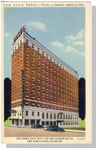 Classic Nashville, Tennessee/TN Postcard, Sam Davis Hotel