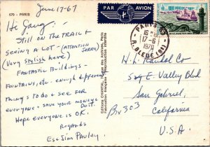 Paris -Views of the City - Airmail 1970 R. Bleue Cancel. Ornate Edging.