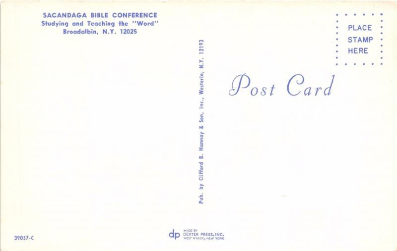 BROADALBIN NEW YORK~SACANDAGA BIBLE CONFERENCE~TEACHING THE WORD POSTCARD 1960s