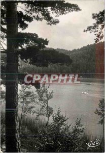 Modern Postcard Auvergne Chambon lake view of the beach taken from the peninsula