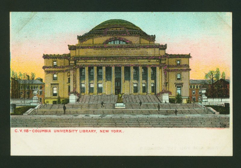 Columbia University Library New York Glitter Postcard