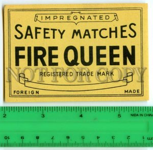 500221 FIRE QUEEN Foreign made Vintage match label