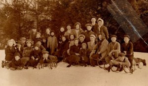 RPPC  Group of Young Children With Sleds in Snow  Real Photo  Postcard  c1910