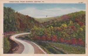 Pennsylvania Greetings From Warren Center 1954 Curteich