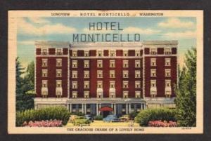 WA Hotel Monticello LONGVIEW WASHINGTON Postcard Linen